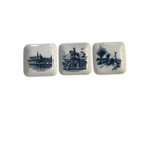 Royal Copenhagen Mini Plates Set of 3 Denmark Blue Porcelain Wall Plaques 2985 1985