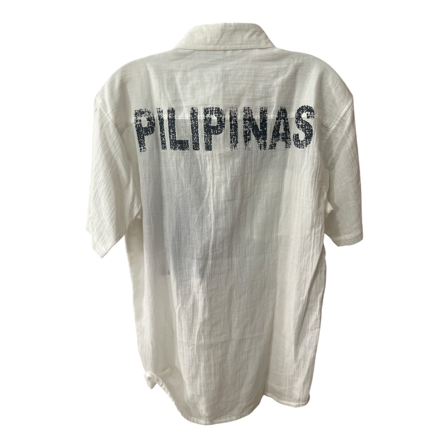 Obra Ni Juan Y2K White Cheesecloth Shirt Pilipinas Graphic Size L
