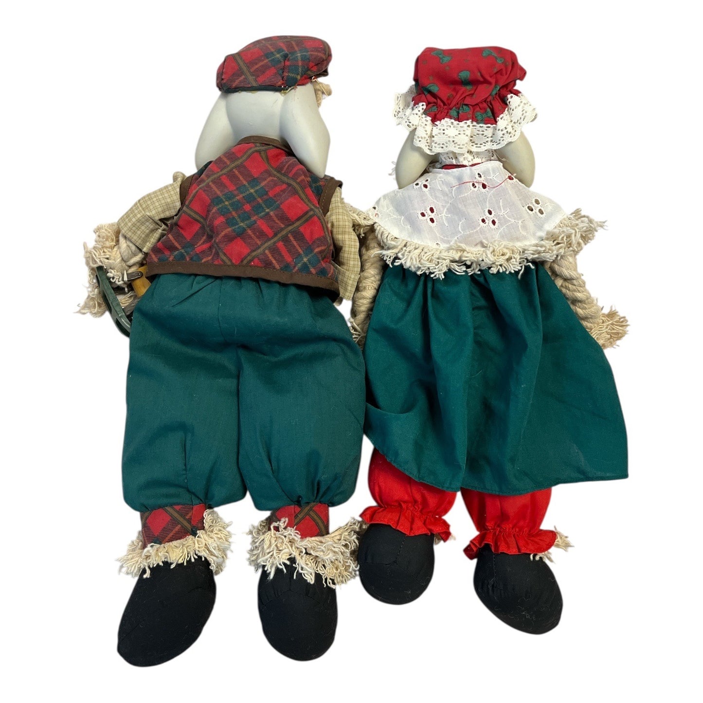 Vintage House of Lloyd Christmas Around the World Bunny Couple Shelf Sitters 16" Grandpa Grandma Rabbits 1996 1997