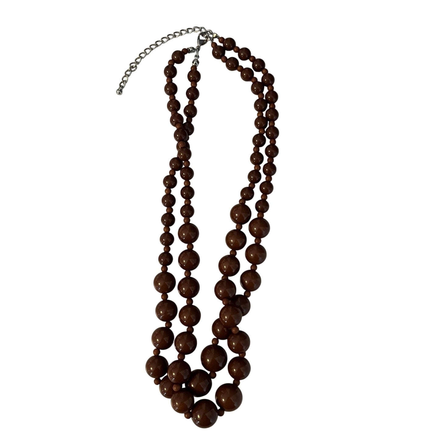 Brown Beaded Necklace Multi Strand Graduated Statement Necklace 18”