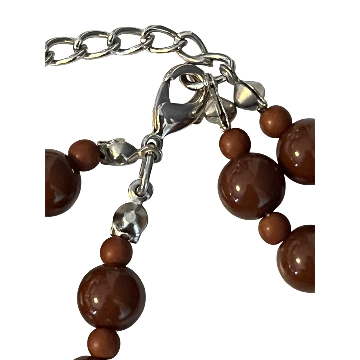 Brown Beaded Necklace Multi Strand Graduated Statement Necklace 18”