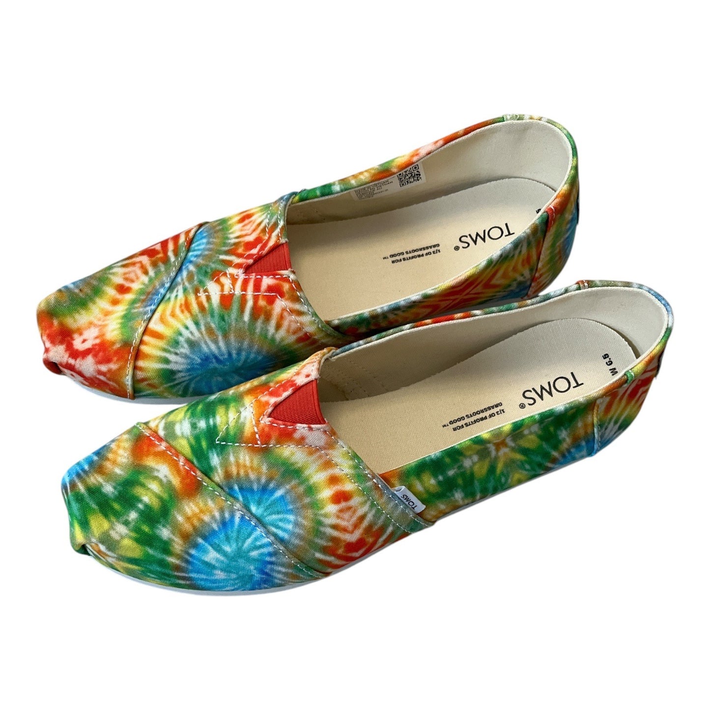 TOMS Tie Dye Canvas Slip On Shoes Womens 6.5 Rainbow Casual Flats