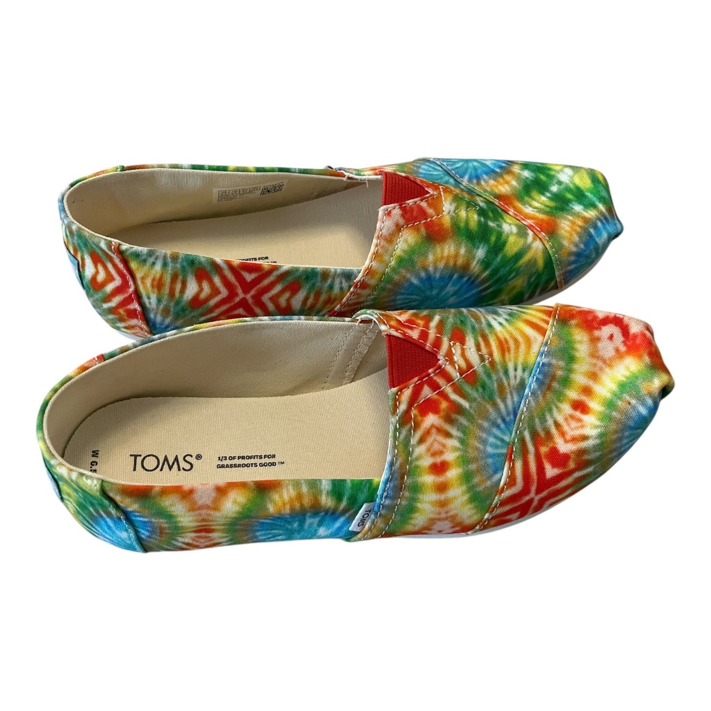 TOMS Tie Dye Canvas Slip On Shoes Womens 6.5 Rainbow Casual Flats