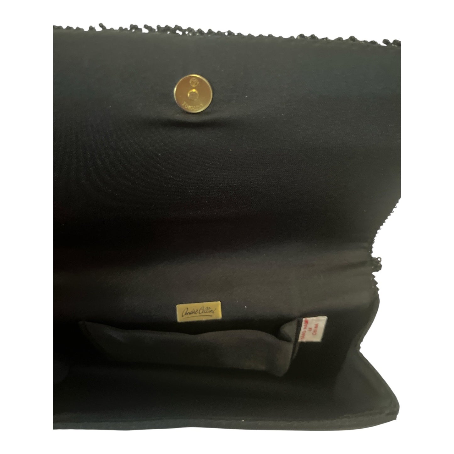 Vintage André Cellini Beaded Evening Bag – Black Clutch Shoulder Purse – 1980s