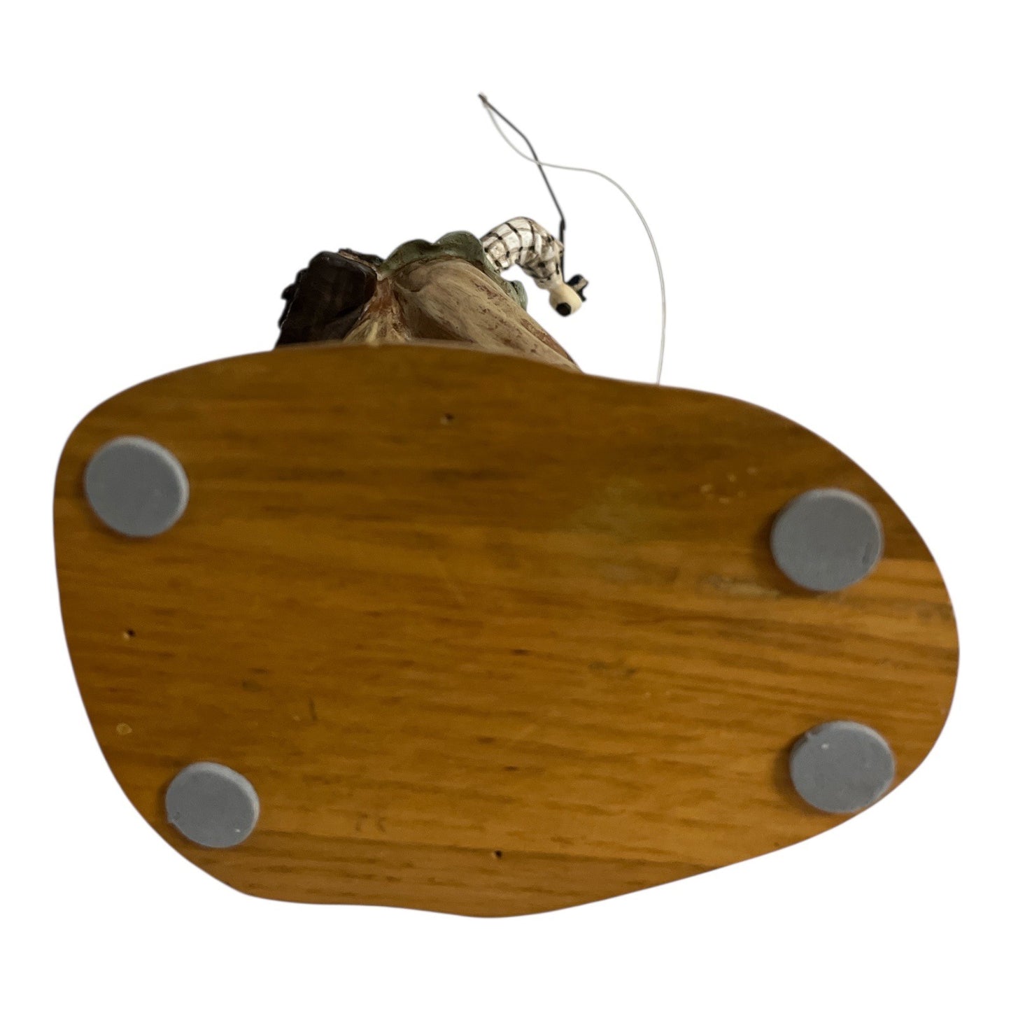 Vintage Fisherman Figurine Fly Fishing Man Standing in Water Wood Base