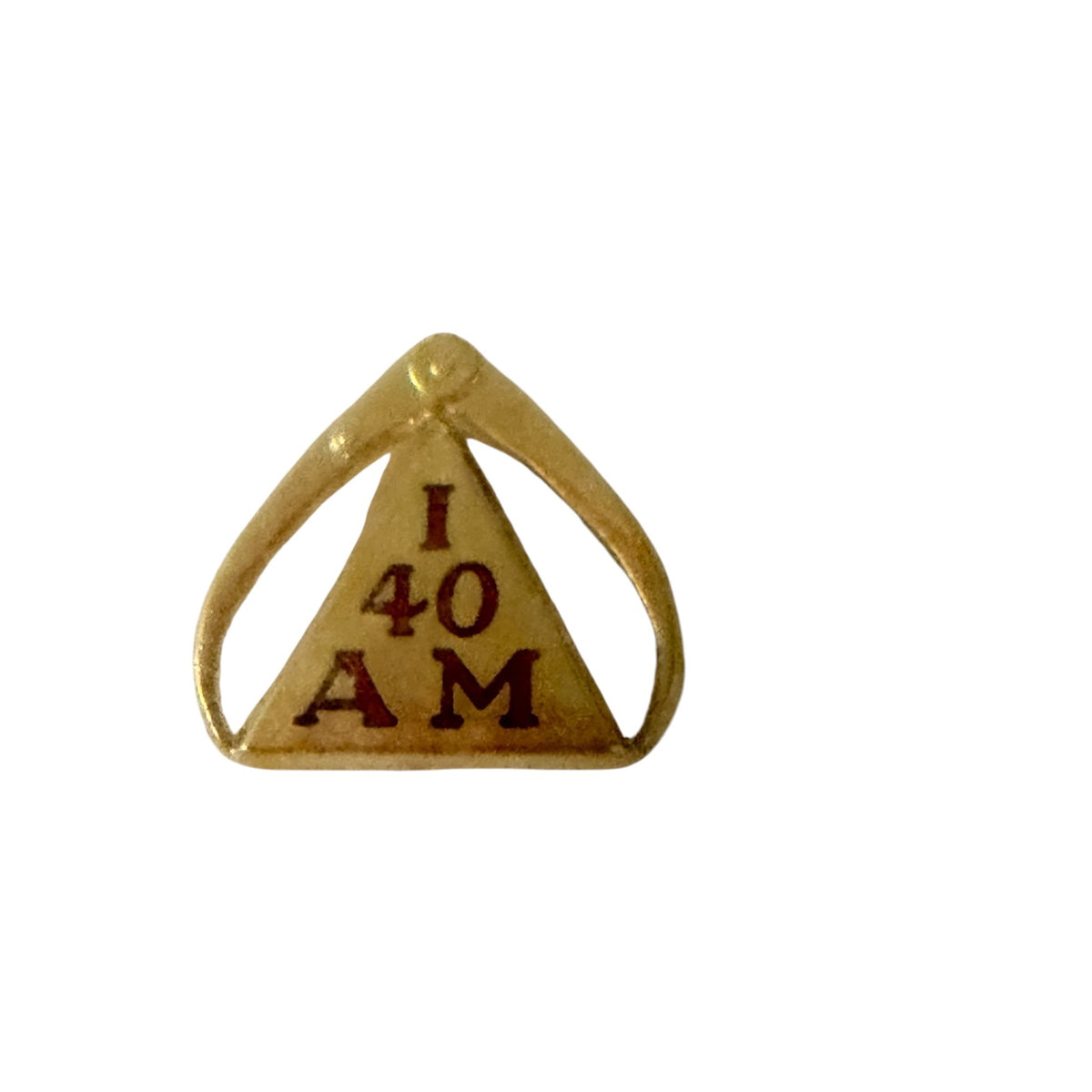 AA 40 Year Sobriety Anniversary Lapel Pin Gold Tone Triangle Recovery Milestone