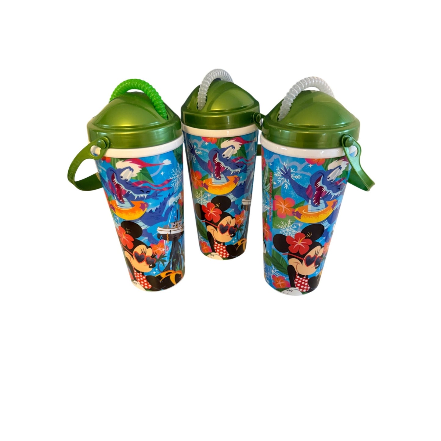 Disney Whirley DrinkWorks Minnie Mouse Holiday Reusable Straw Cups with Handles Set of 3