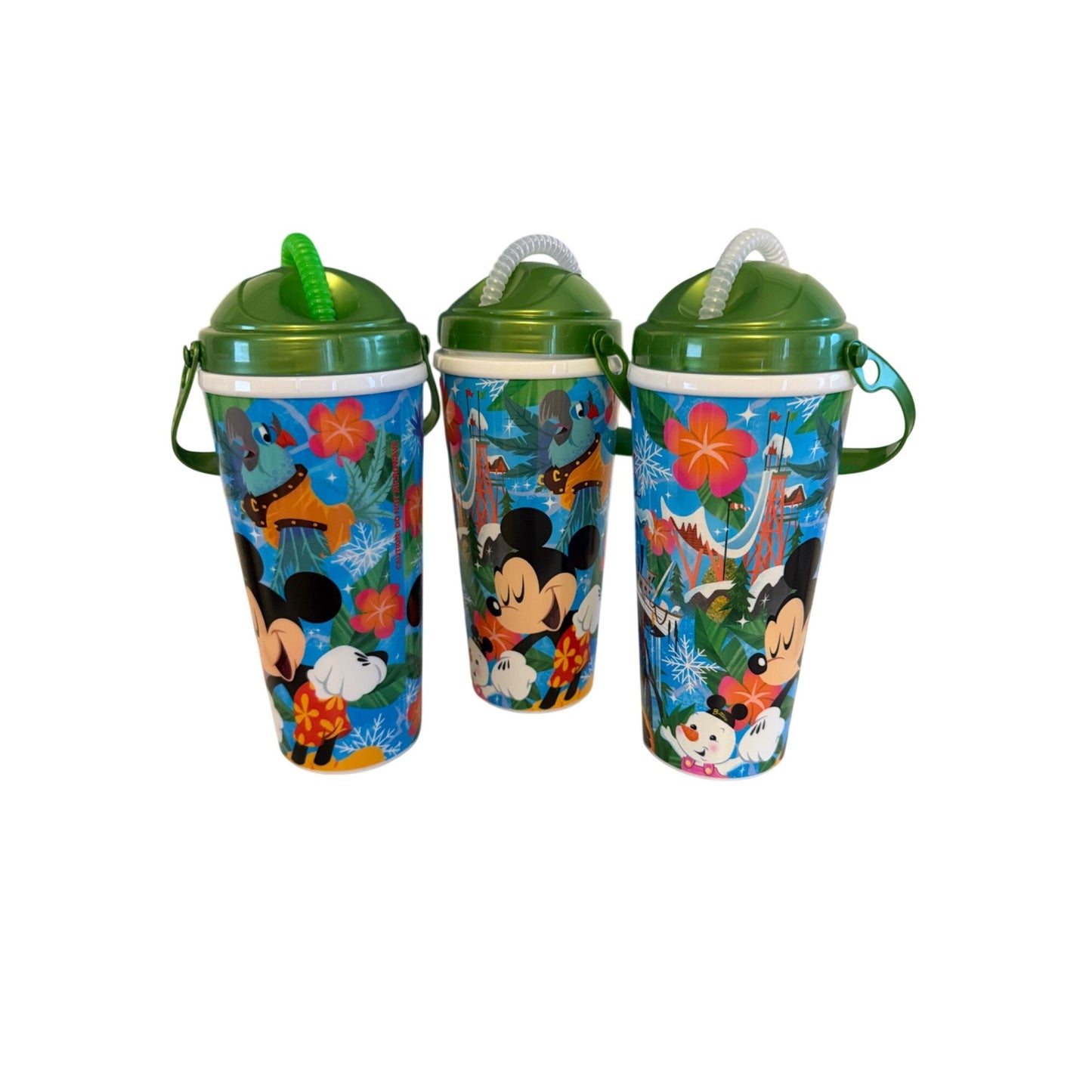 Disney Whirley DrinkWorks Minnie Mouse Holiday Reusable Straw Cups with Handles Set of 3