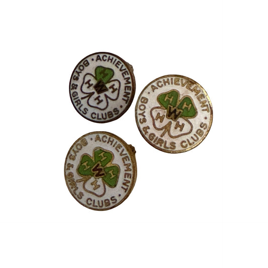 Vintage 4-H Boys & Girls Clubs Achievement Pins Set of 3 Enamel Wisconsin W
