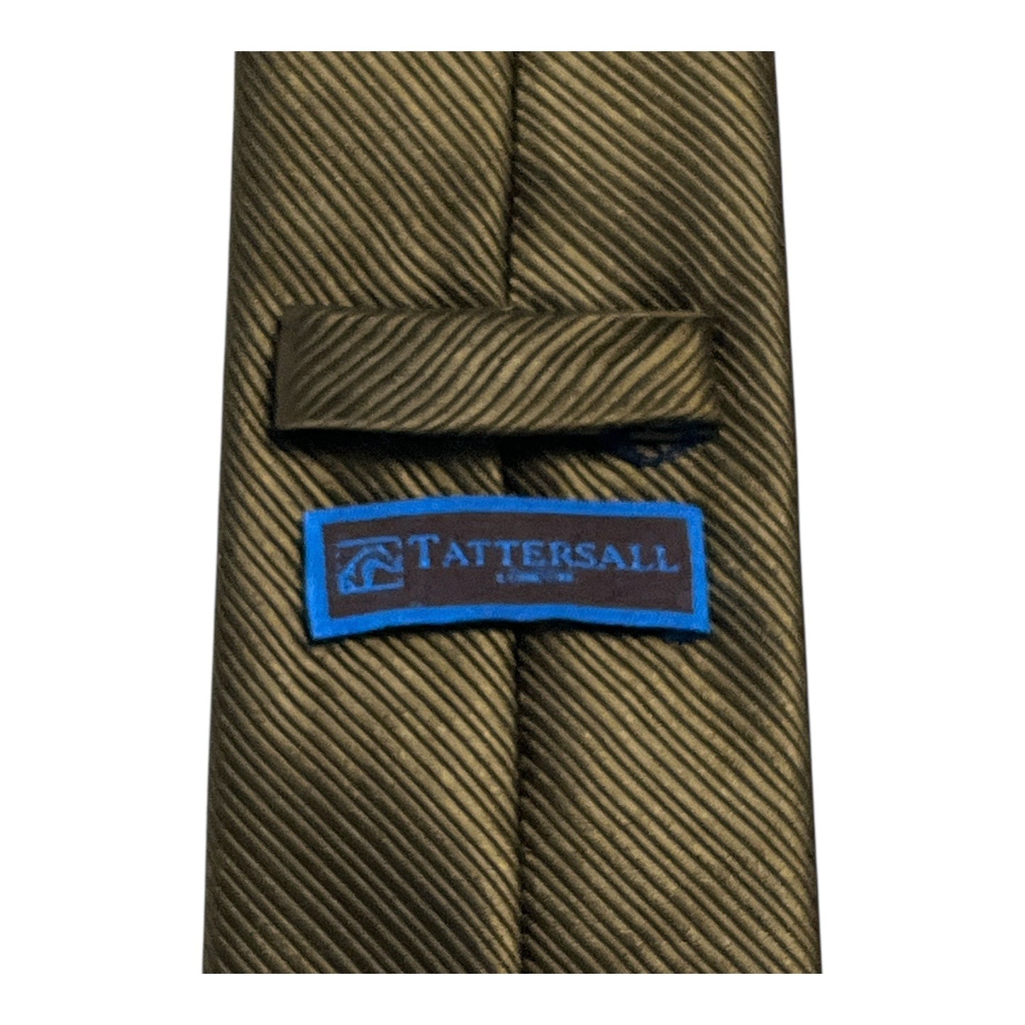 Tattersall London Handmade Silk Tie – Brown Olive Diagonal Stripe – 57" x 3"