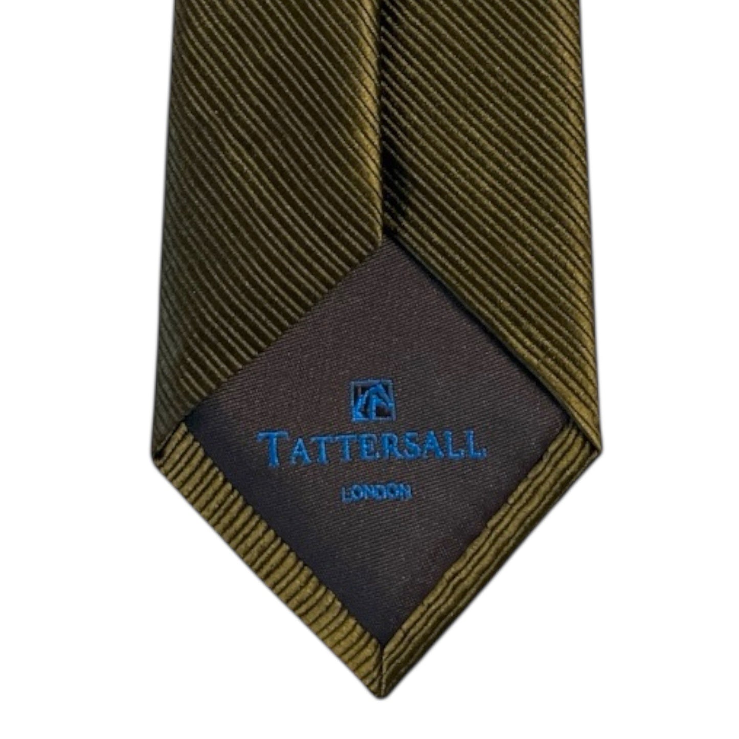 Tattersall London Handmade Silk Tie – Brown Olive Diagonal Stripe – 57" x 3"