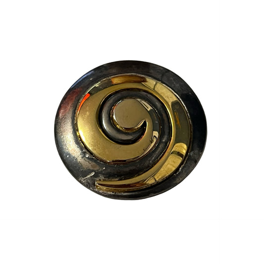 Vintage Two Tone Swirl Brooch Gold Silver Tone Abstract Spiral Pin 1.75 Inch