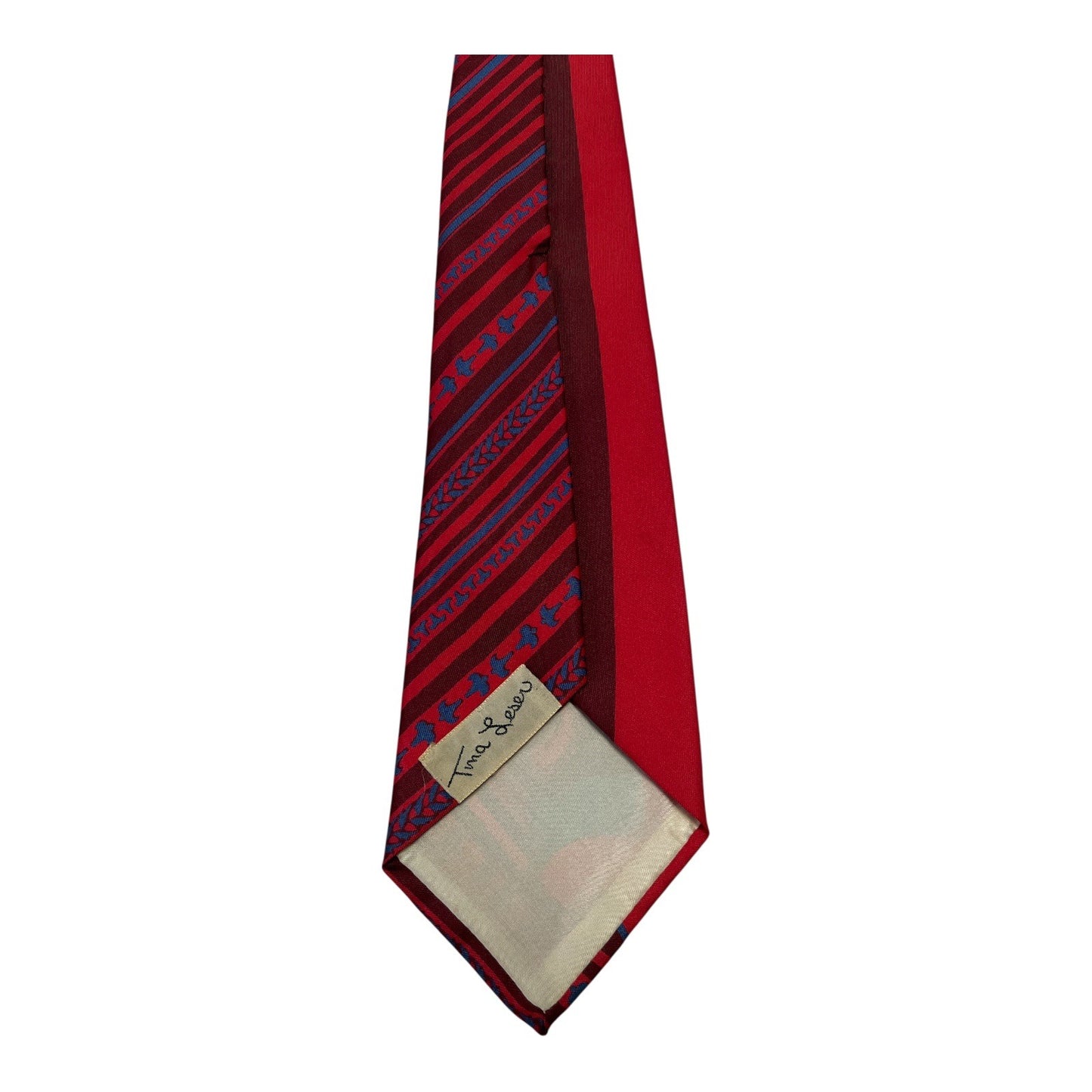 Vtg Tina Leser for Barclays Men’s Red Silk Necktie – Abstract Striped and Paisley