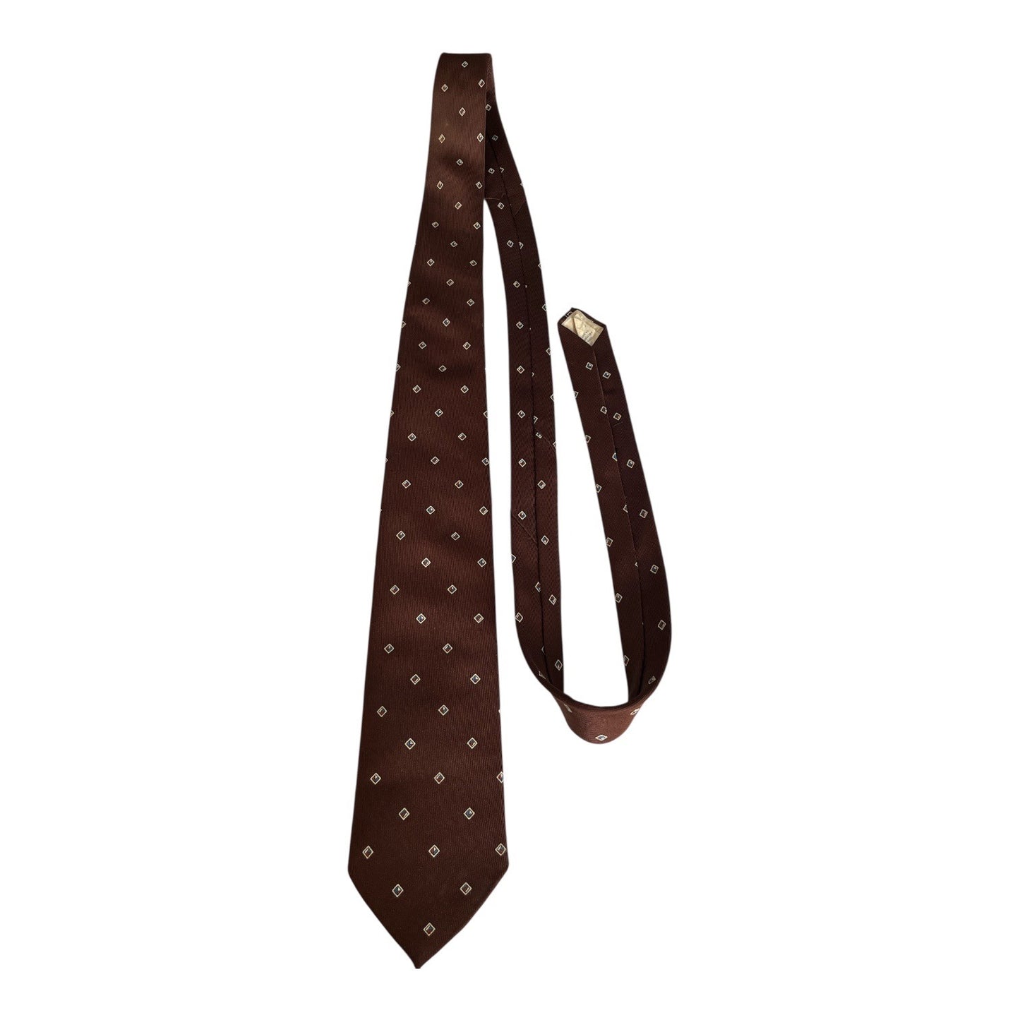 Vintage Comoseta Italian Tie Brown Geometric Print Made in Italy