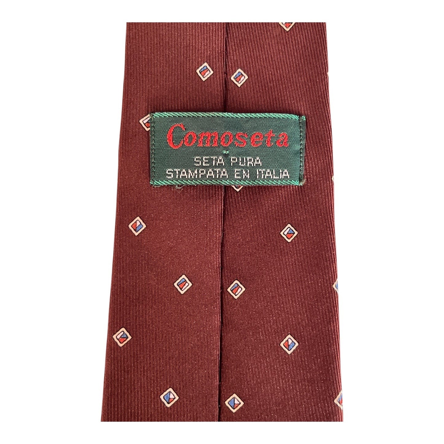 Vintage Comoseta Italian Tie Brown Geometric Print Made in Italy