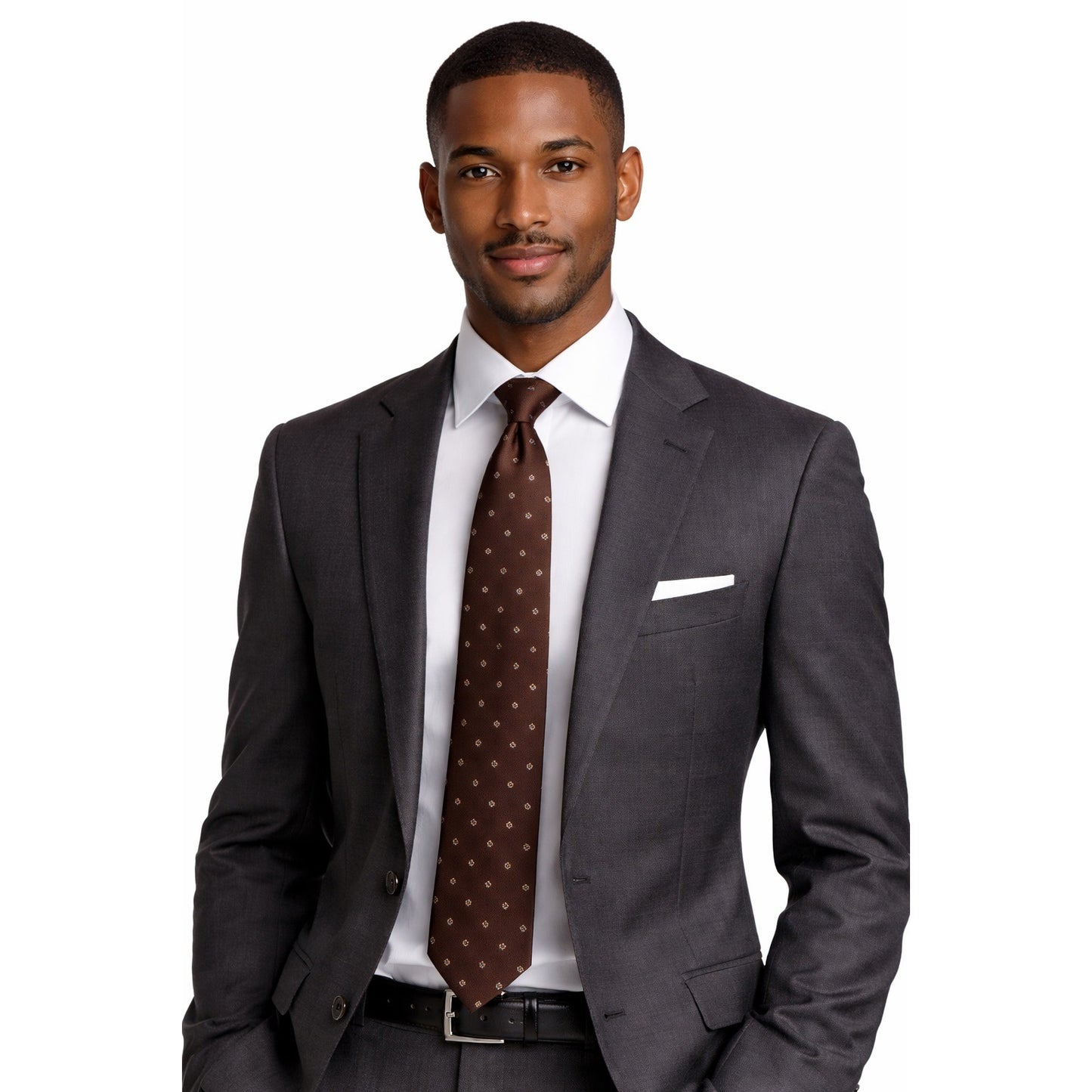 Vintage Comoseta Italian Tie Brown Geometric Print Made in Italy