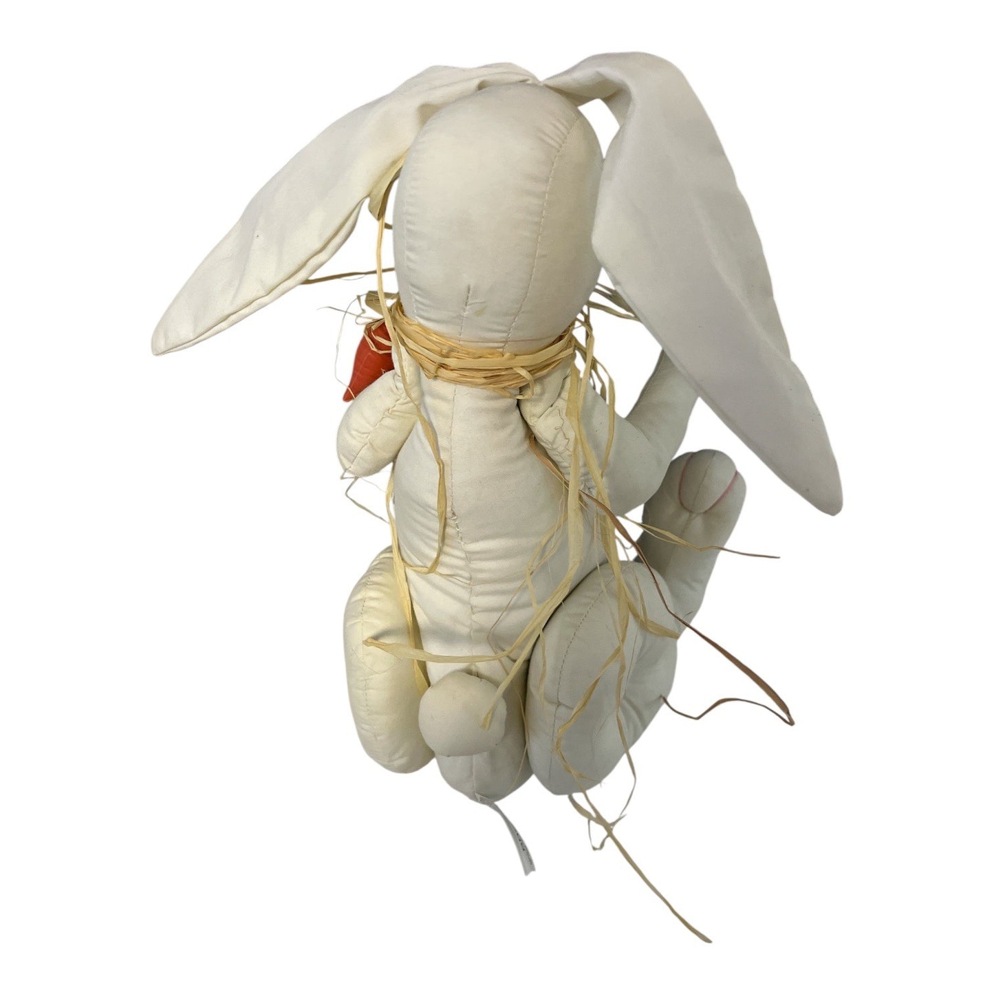 Vintage Ahco Weighted Bunny Plush 1996 Easter Rabbit Straw Collar Carrot Toy