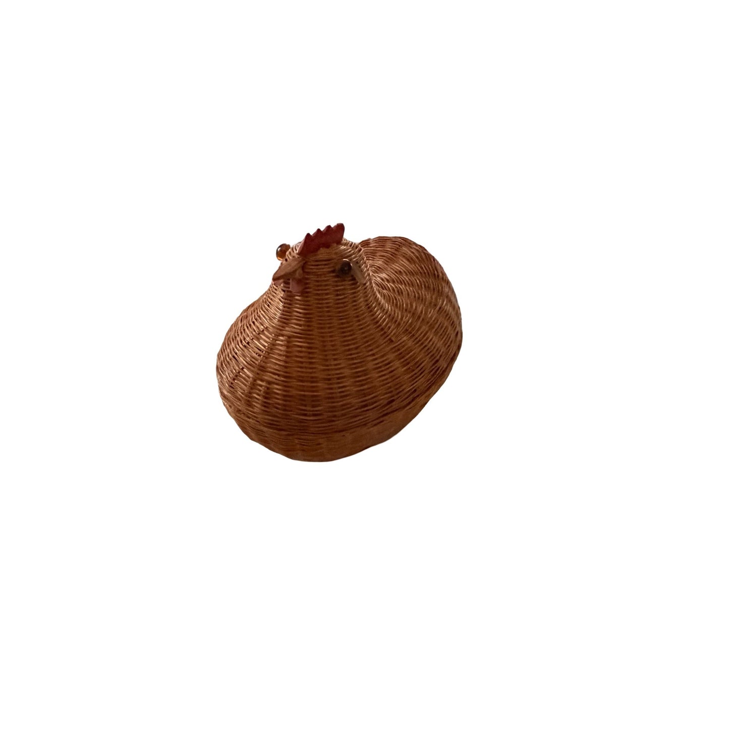 Vintage Wicker Hen On Nest Basket Hinged Lid Chicken Container Jiangxi Handicrafts