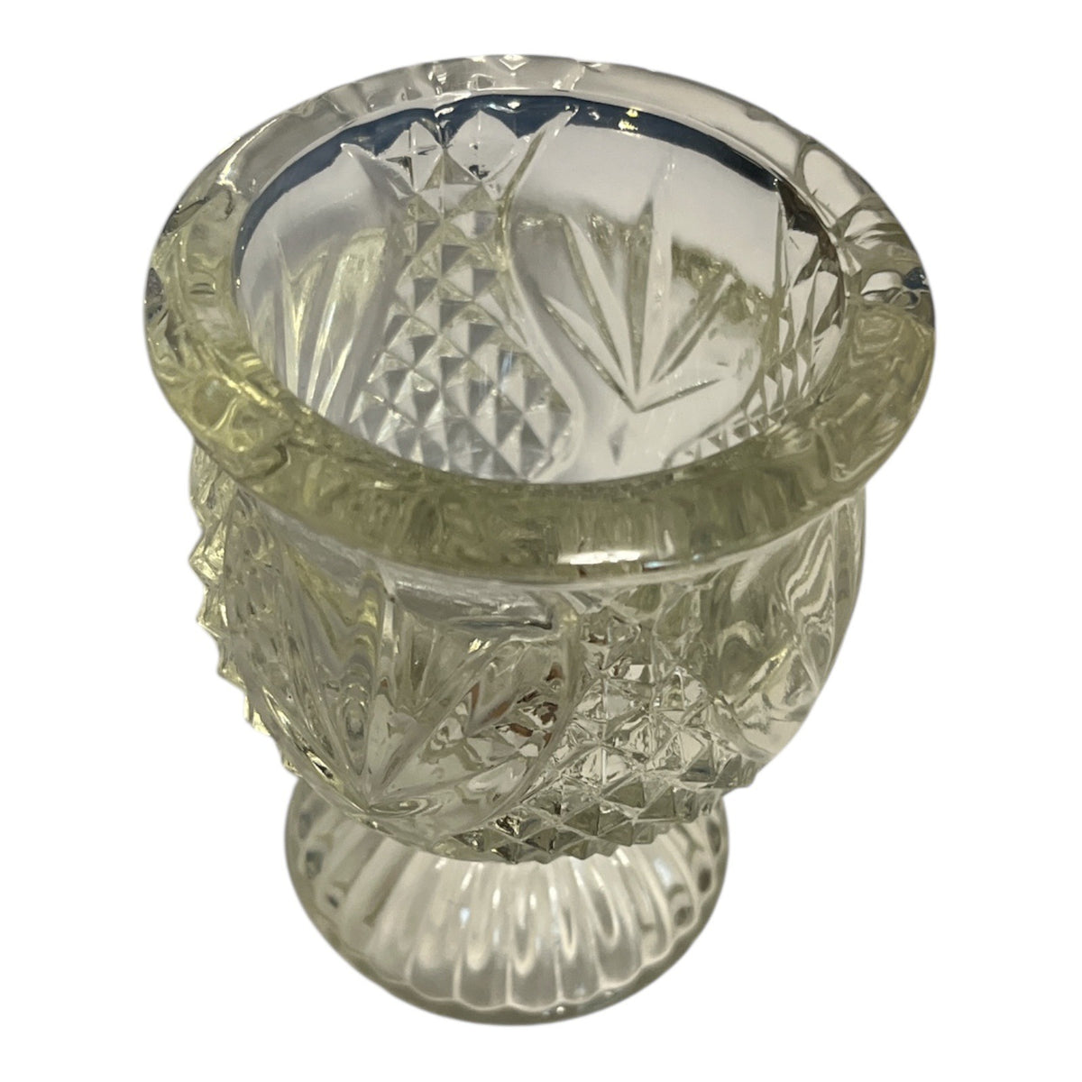Vintage 1970s Avon Reversible Glass Candle Holder Pineapple Diamond 4"