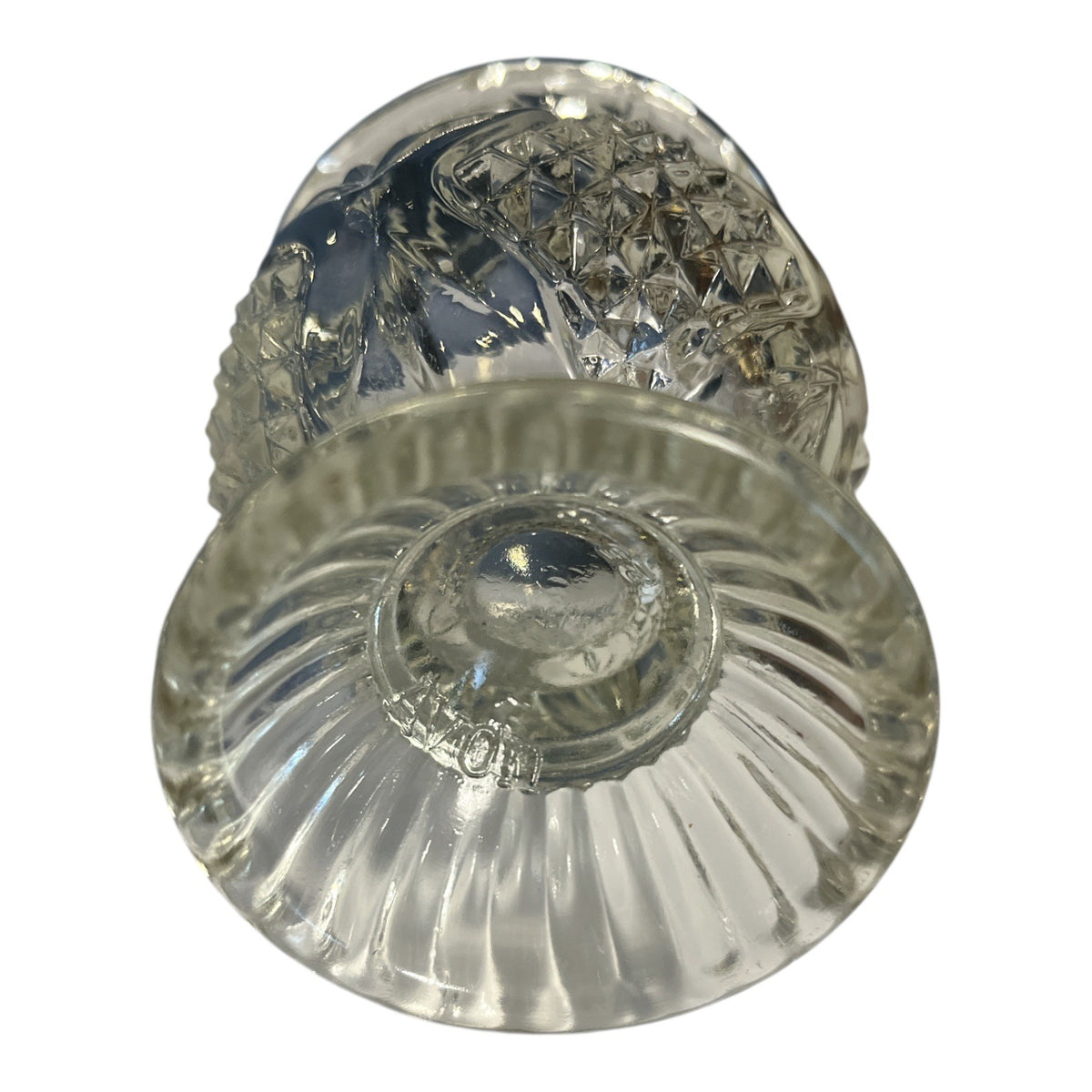 Vintage 1970s Avon Reversible Glass Candle Holder Pineapple Diamond 4"