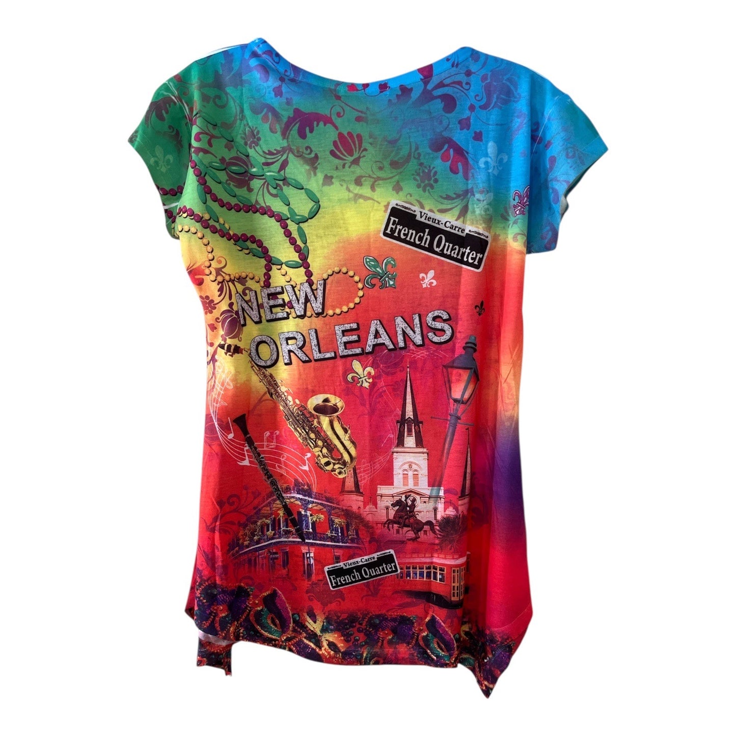 Maxi & Co New Orleans Rainbow French Quarter Graphic Top Women’s Size L