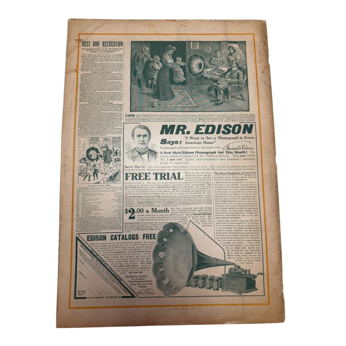 The National Home Journal September 1907 Magazine Thomas Edison Phonograph Ads Fashion