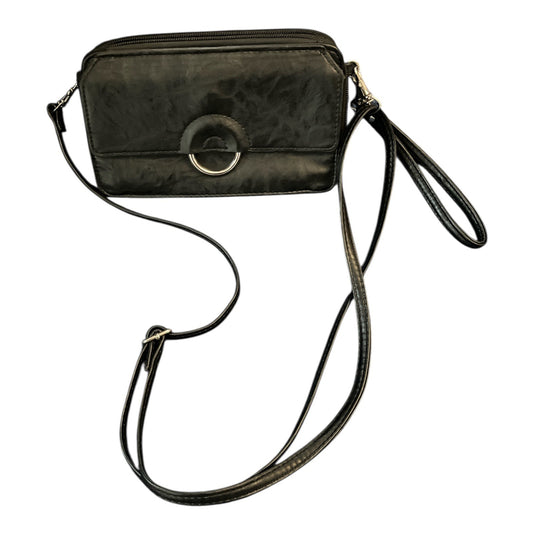 Bueno Black Crossbody Wristlet Bag Faux Leather Multi Compartment Zip Purse