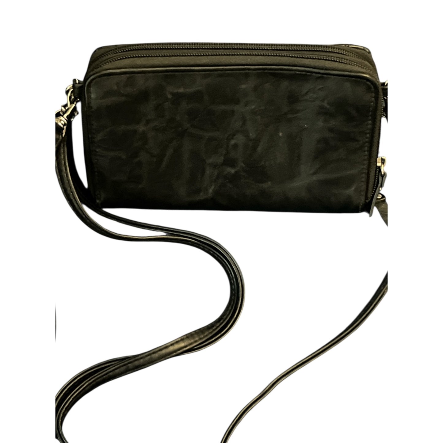 Bueno Black Crossbody Wristlet Bag Faux Leather Multi Compartment Zip Purse