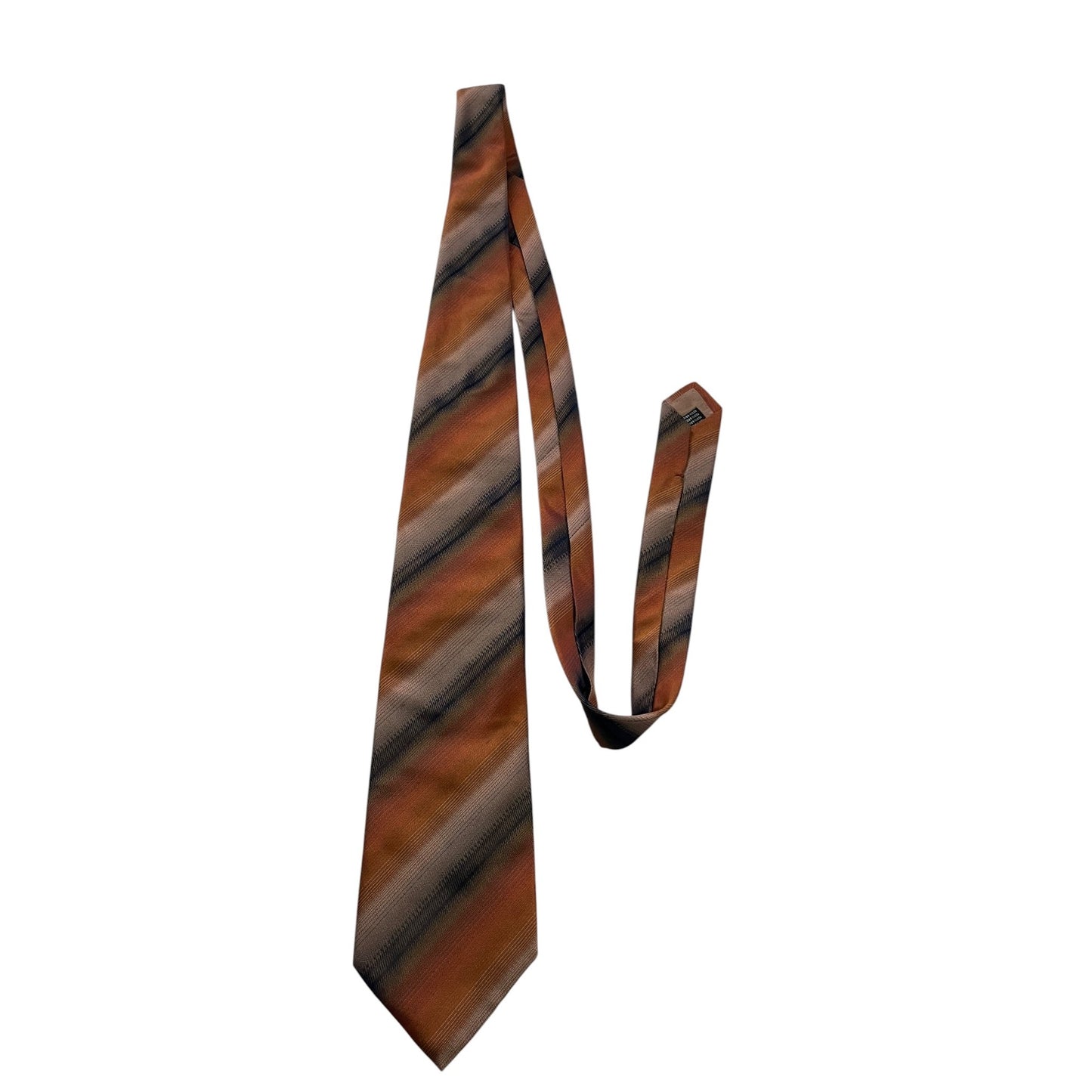 Angelo Stanganini Firenze Silk Tie Brown Copper Diagonal Stripe Made in Italy Y2K