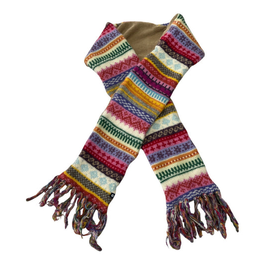 Vintage GAP Lambswool Knit Scarf – Multicolor Fair Isle Fringe Y2K