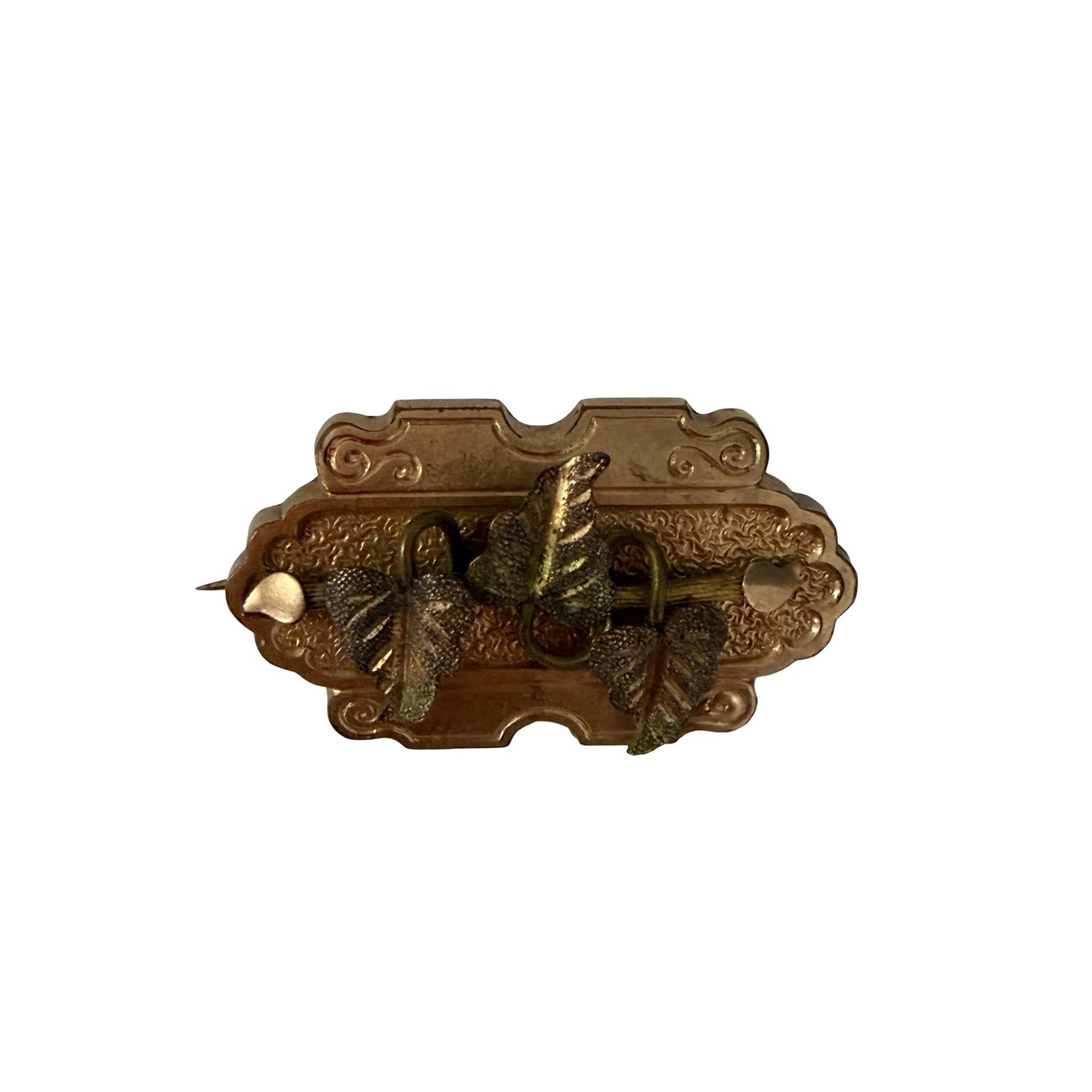 Vintage Ivy Leaf Brooch Pendant Gold Tone Botanical Jewelry Convertible Pin Necklace Charm
