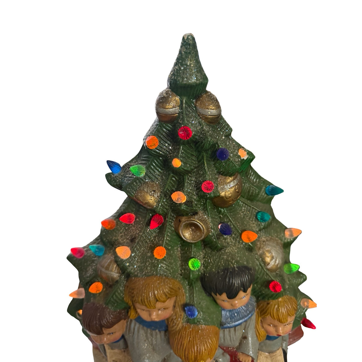 Vintage 16" Lighted Ceramic Christmas Tree Choir Music Box Silent Night