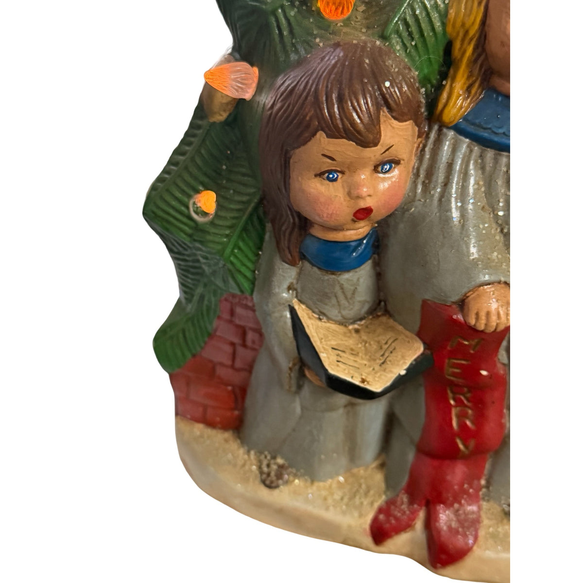 Vintage 16" Lighted Ceramic Christmas Tree Choir Music Box Silent Night