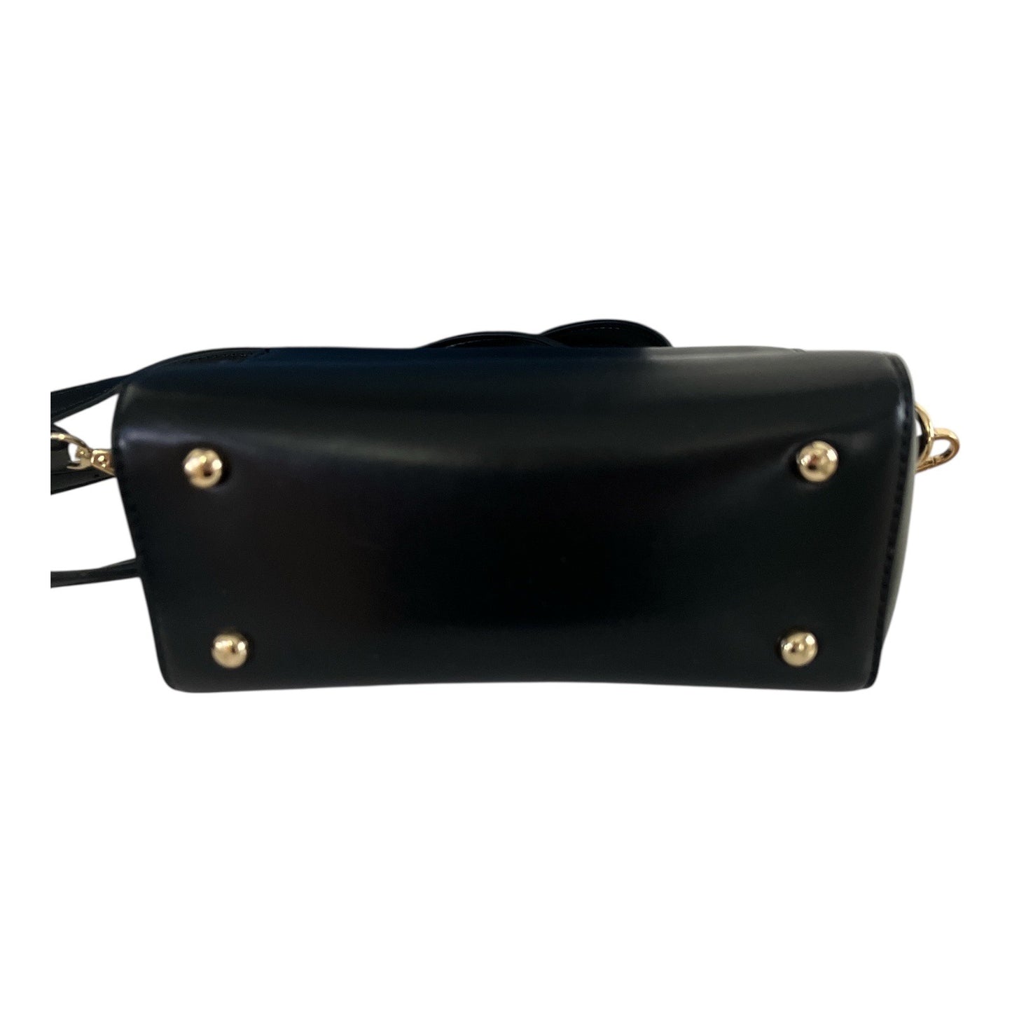 Early 2000s Era Black Faux Leather Boxy Crossbody with Gold Turn-Lock Hardware