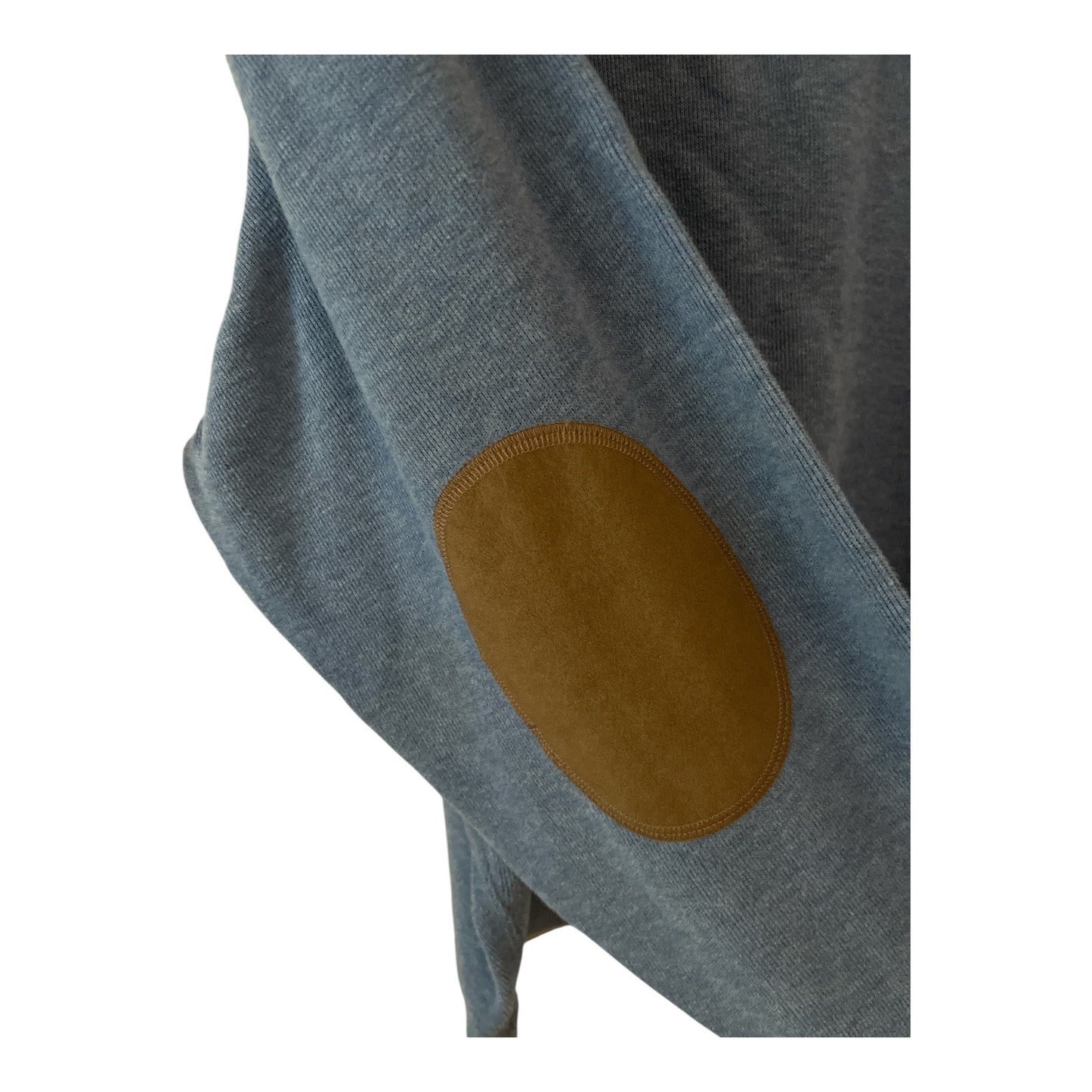 Cremeux Men’s XXL Blue 1/4 Zip Pullover Sweatshirt – Cotton Blend with Faux Suede Elbow Patches