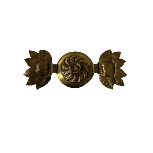 Vintage Brass Tone Sweater Guard Floral Leaf Medallion Dress Clip Accessory