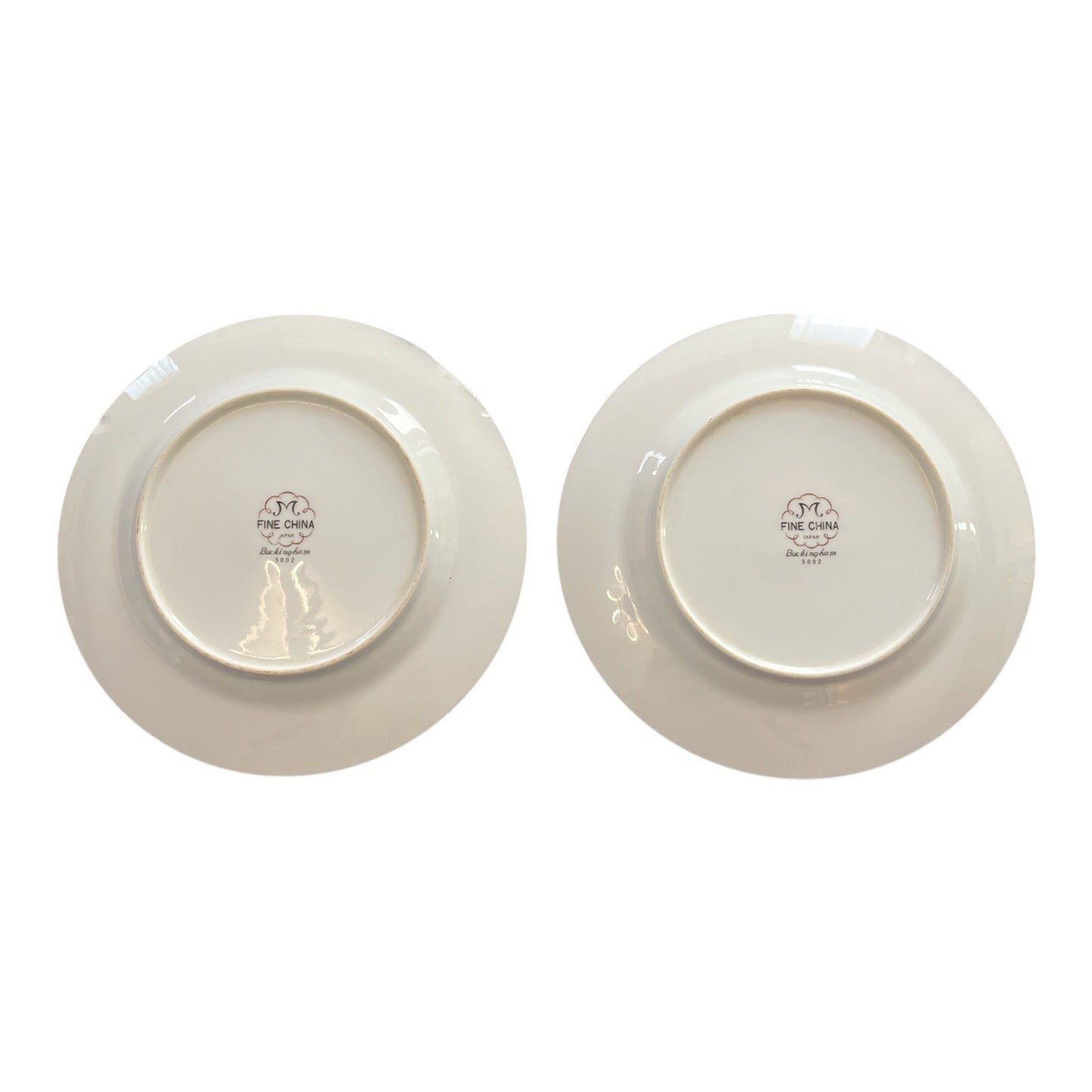 Vintage Buckingham Japan Fine China 6.5” Plates Set of 2 Floral Border Gold Trim