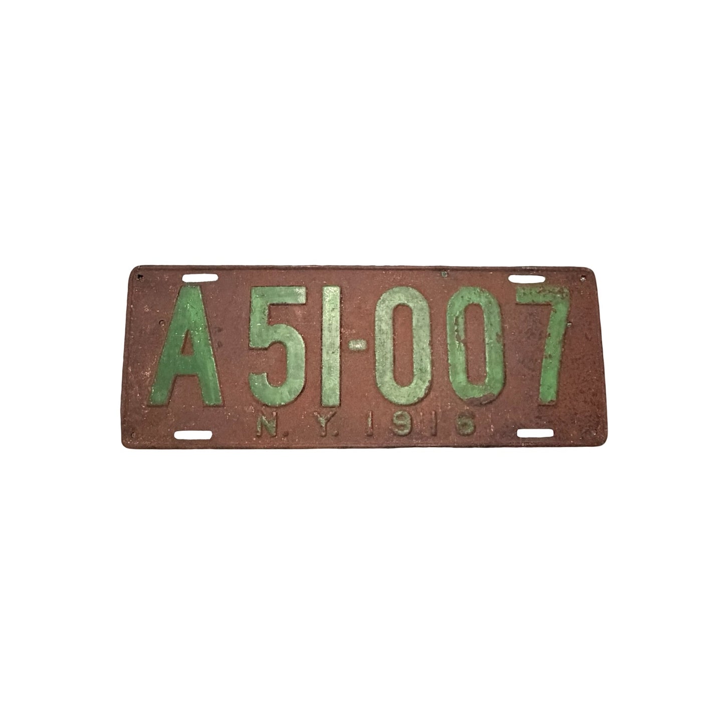 1916 New York License Plate Vintage Embossed Metal Automobile Tag Rustic Patina