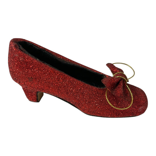 Vintage 1999 Aztec Imports Ruby Slipper Figurine – Red Glitter Decorative Shoe – FETE Collection