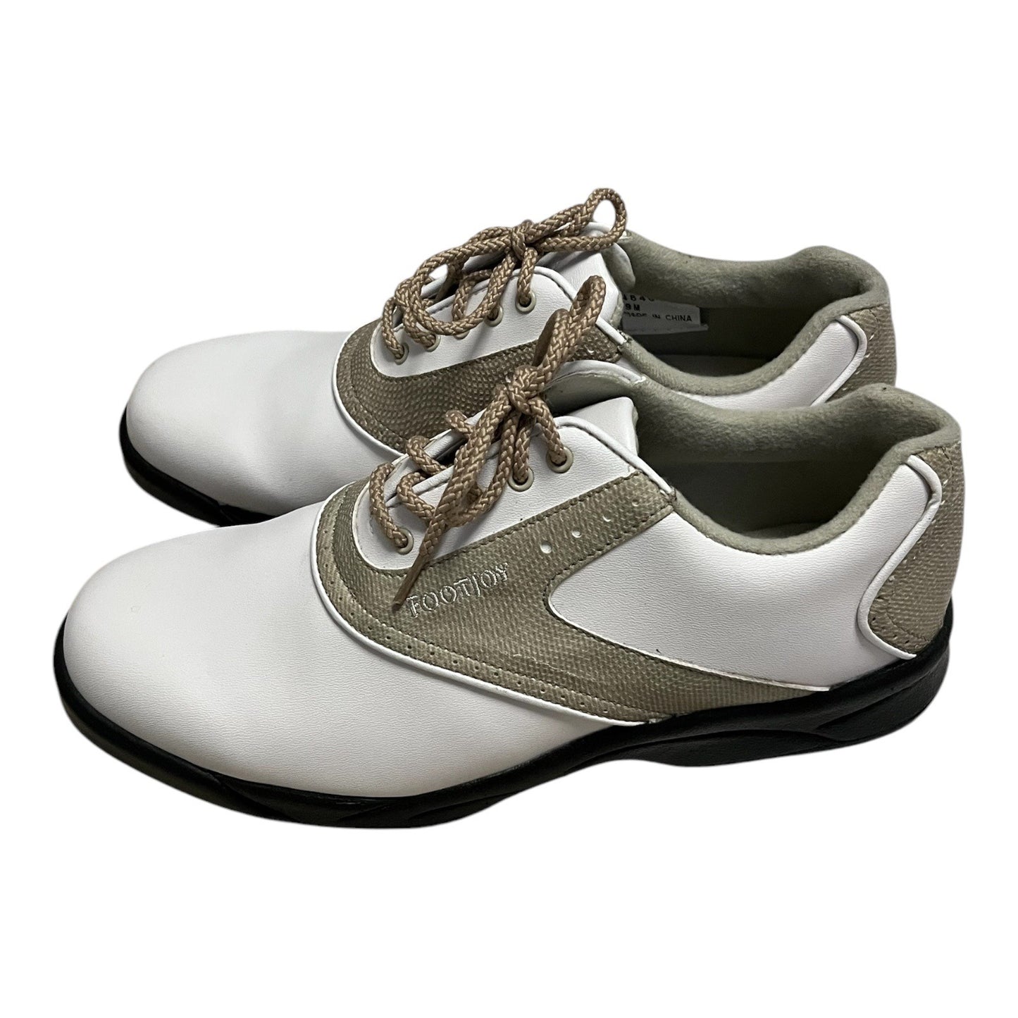 FootJoy GreenJoys Women’s Golf Shoes White Taupe Size 9M Lace Up Spikeless