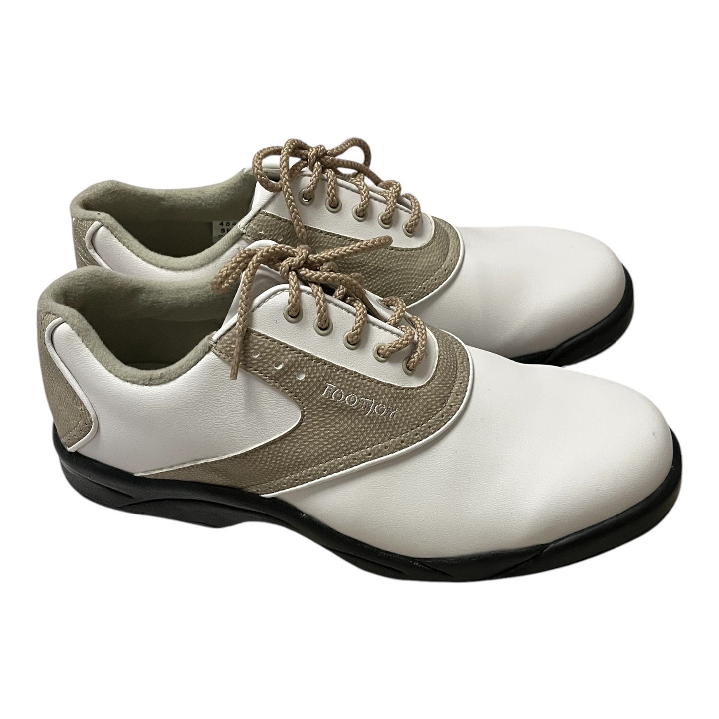 FootJoy GreenJoys Women’s Golf Shoes White Taupe Size 9M Lace Up Spikeless