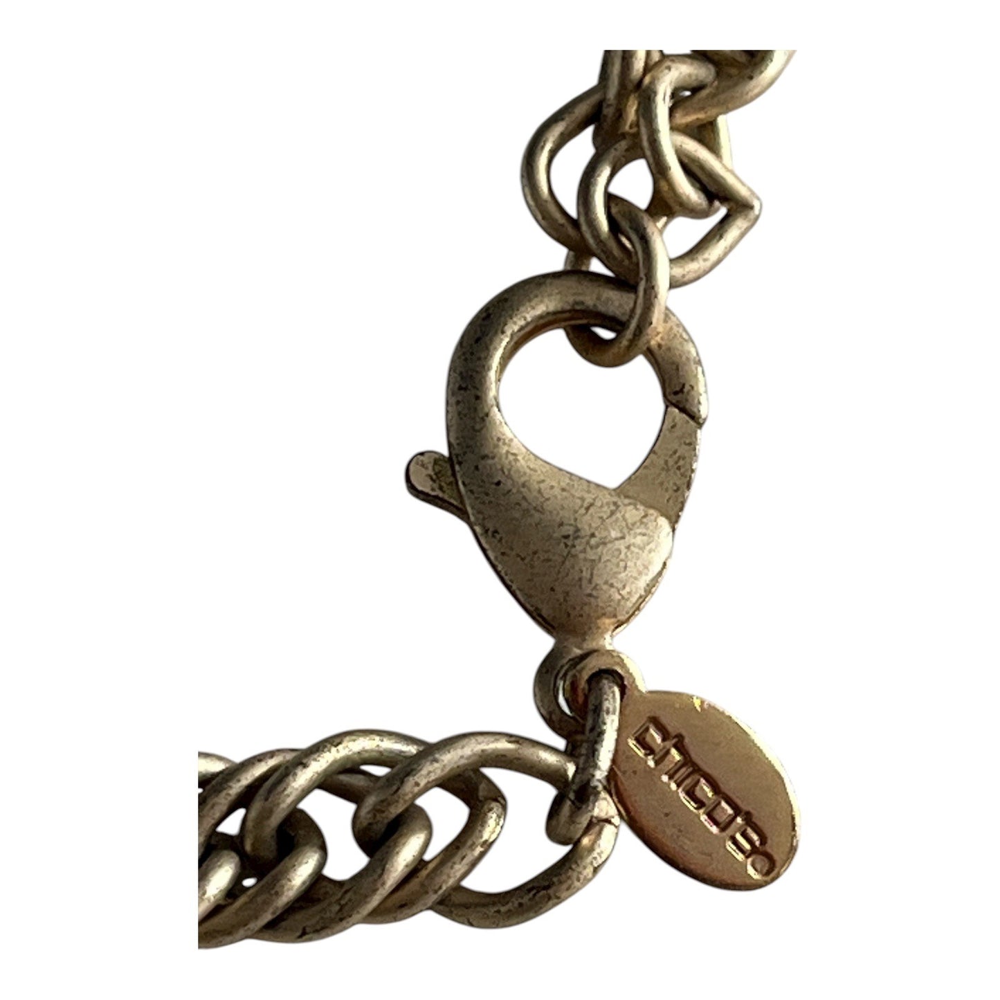 Chico’s Hammered Metal & Mother of Pearl Disc Statement Necklace – Gold Tone