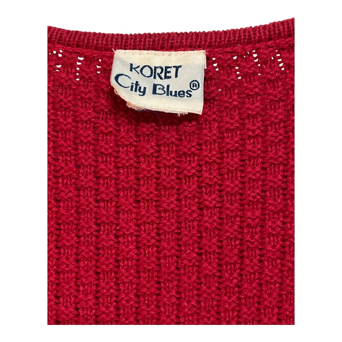 Vintage Koret City Blues Red Knit Vest – Patriotic Americana Flag & Heart Embroidery – Women’s XL
