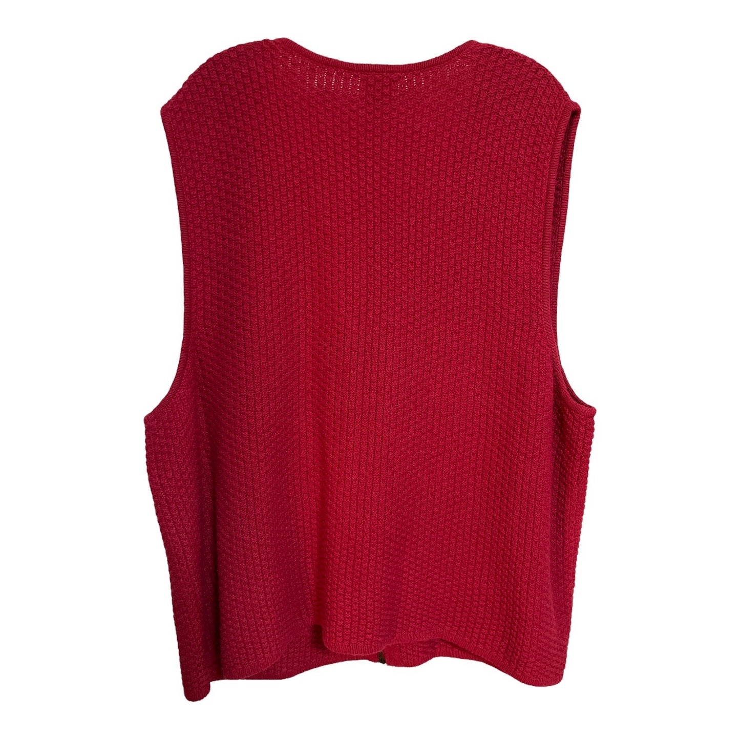Vintage Koret City Blues Red Knit Vest – Patriotic Americana Flag & Heart Embroidery – Women’s XL