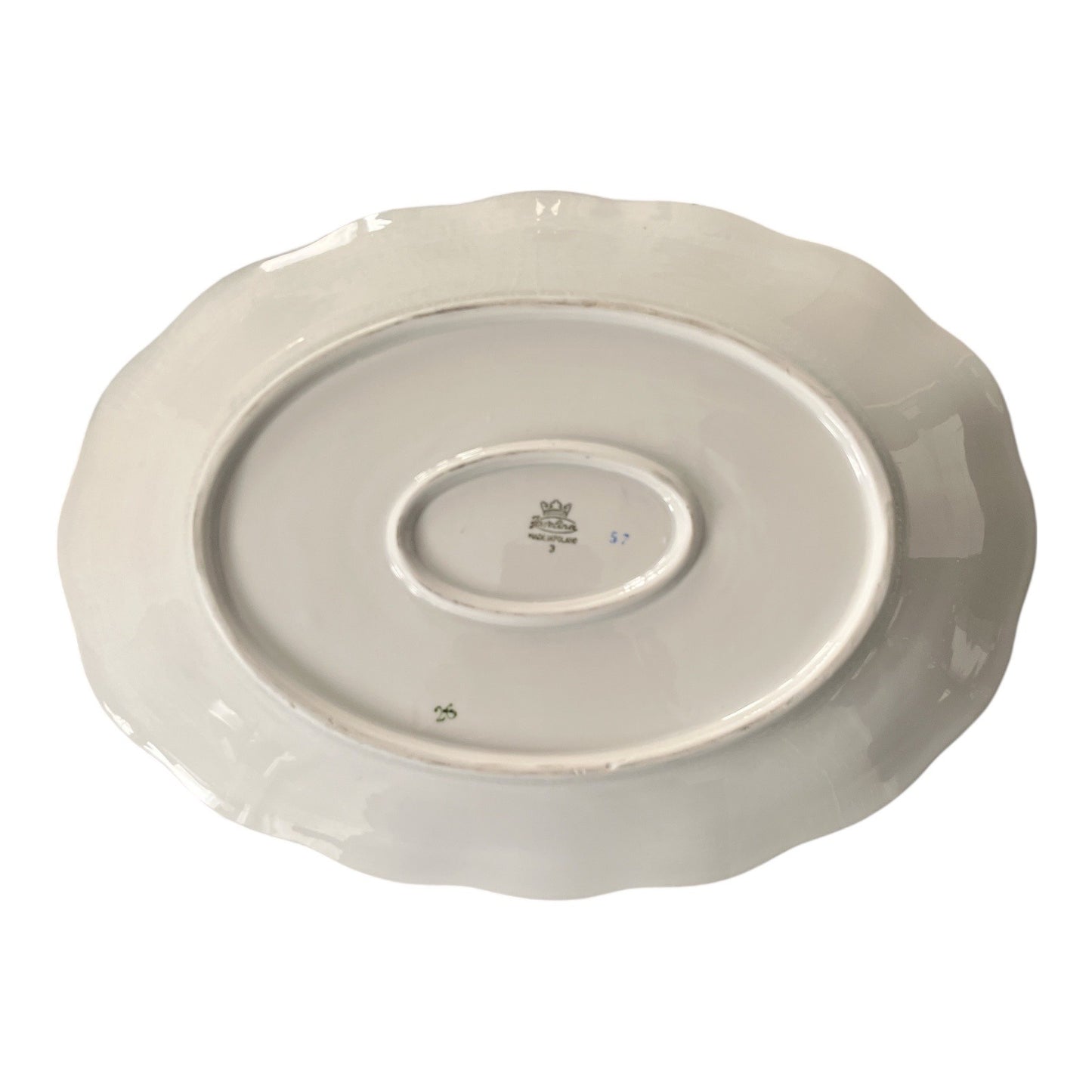 Vintage Korona Poland Floral Oval Serving Platter Gold Trim