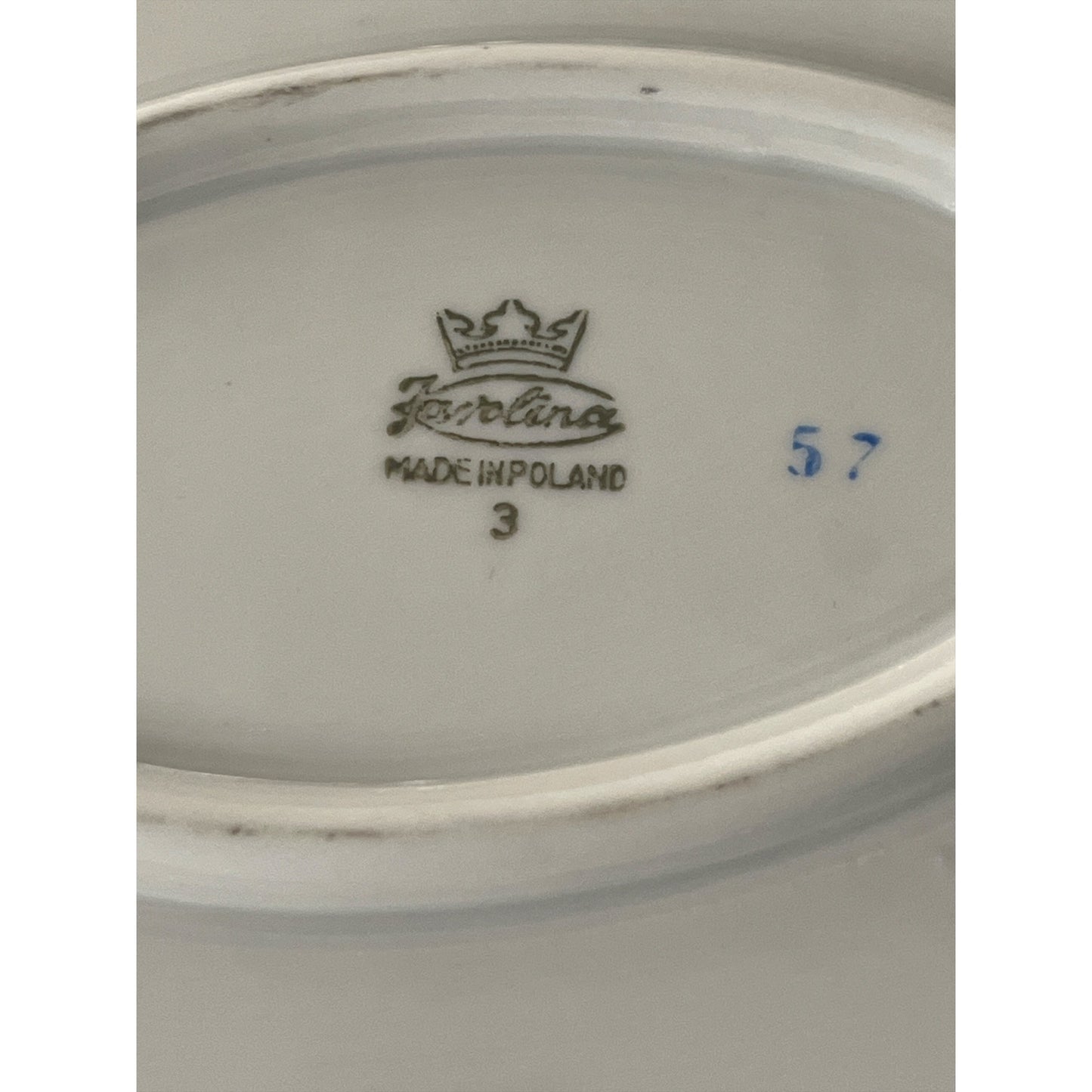 Vintage Korona Poland Floral Oval Serving Platter Gold Trim