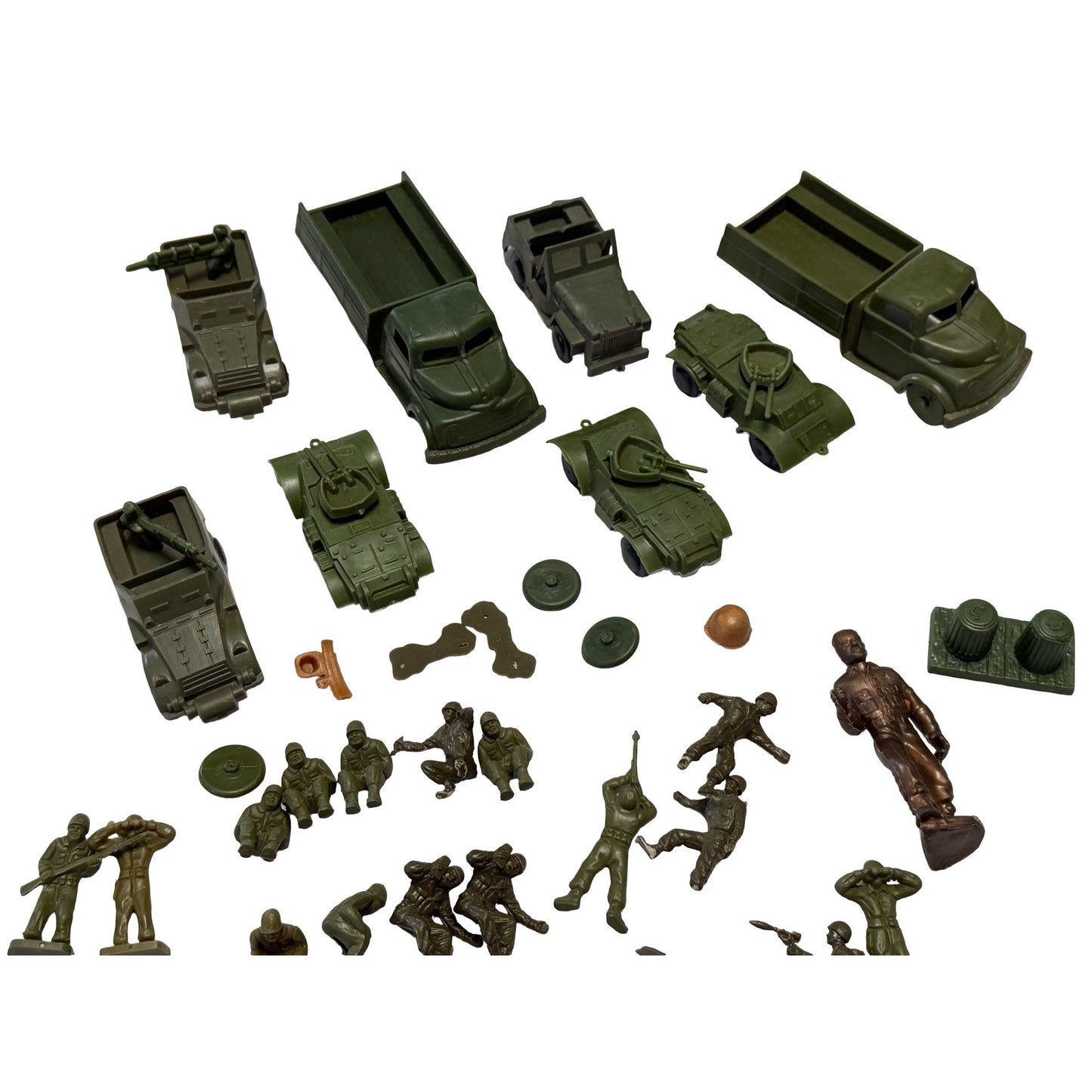 Vintage Army Men Lot Plastic Soldiers Tanks Vehicles Die Cast Metal Truck Military Toys