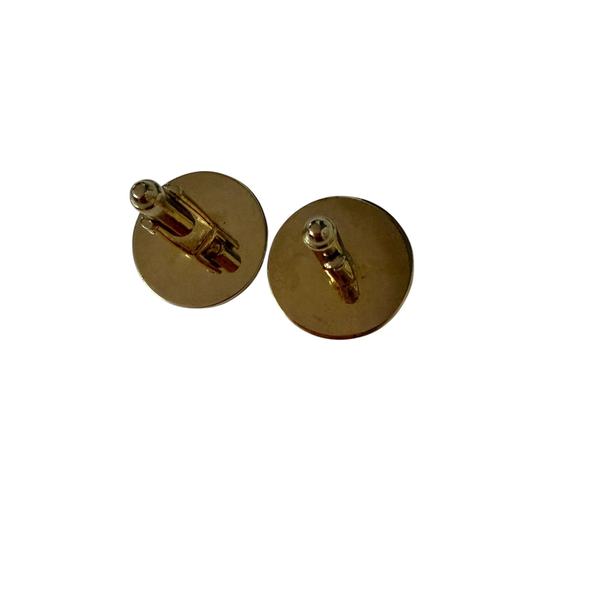 Vintage Gold Tone Sunburst Cufflinks Clear Rhinestone Round 7/8 Inch
