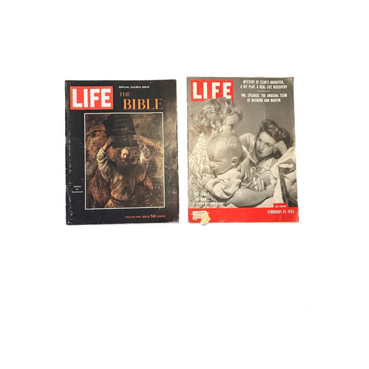 Vintage LIFE Magazine Lot 1955 February 14 + Bible Special Issue Mid Century Ads Mercury Listerine Heinz Coke