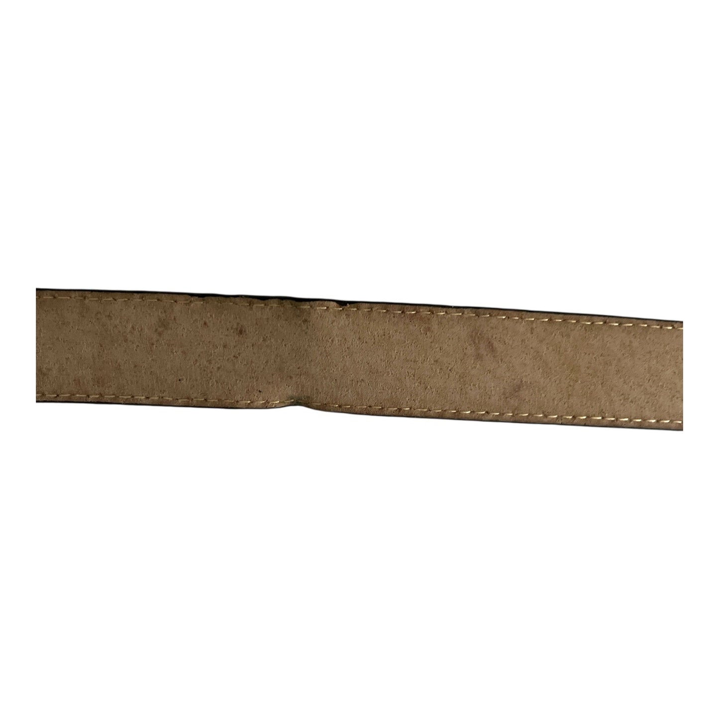 Vtg Brown Leather Belt with Wood Inlay Buckle – Size 40/100 – Imported Cowhide, Pigskin Lined